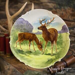 Vintage Limoges Coronet France Deer Plate Hand Painted Hunting Scene